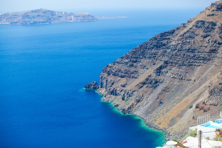 Aegean sea landscape in Santorini, Greeceの写真素材