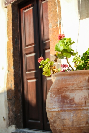 Ceramic vase in the yard in Emporio, Santoriniの写真素材