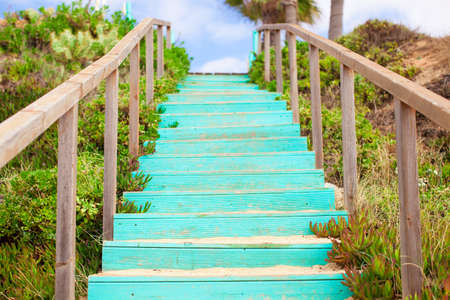 Wooden Walkway to the sandy beachの写真素材