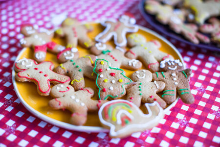 Ready Christmas gingerbread cookies on a plate