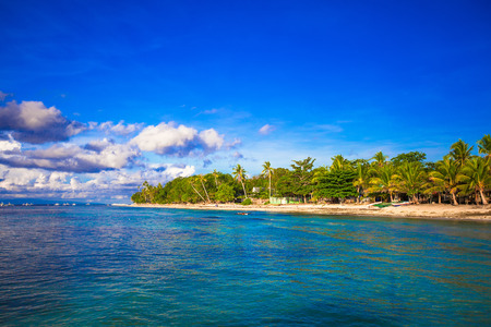Landscape of tropical island beach with perfect blue sky in Bohol islandの写真素材