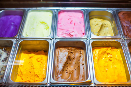 Ð¡ontainers of different sweet ice cream.の写真素材