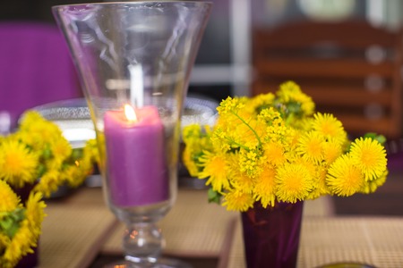 Beautiful home served table on the verandaの写真素材