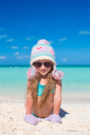 Portrait of adorable little girl on summer vacationの写真素材