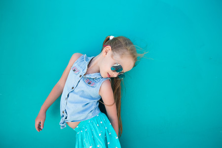 Little beautiful girl have fun during summer vacationの写真素材