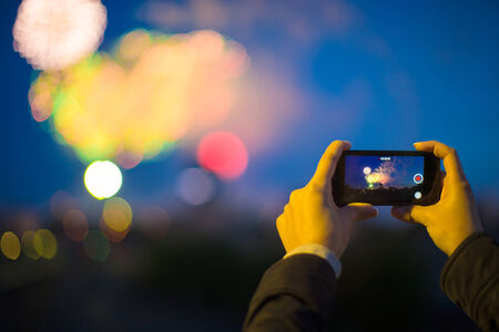 Close-up phone background a rich colorful saluteの写真素材