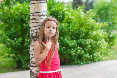 Adorable little girls on a warm summer dayの写真素材