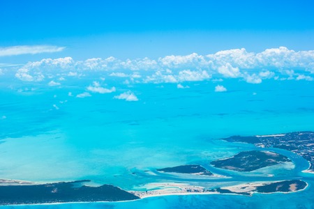 Beautiful view of exotic islands from aircraftの写真素材