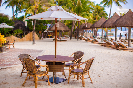 Outdoor empty cute cafe on the beach on Philippinesの写真素材