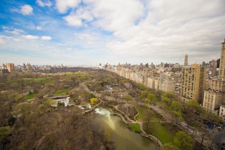 Autumn view of Central Park from the hotel window, Manhattan, New Yorkの写真素材