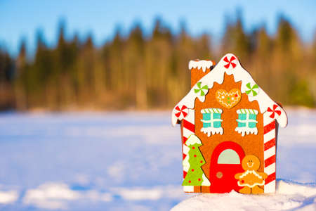 Winter Holiday Gingerbread houseの写真素材