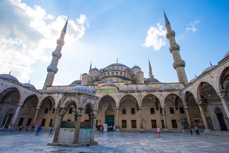 Courtyard of Sultan Ahmed Blue Mosque in Istanbul, Turkeyの写真素材