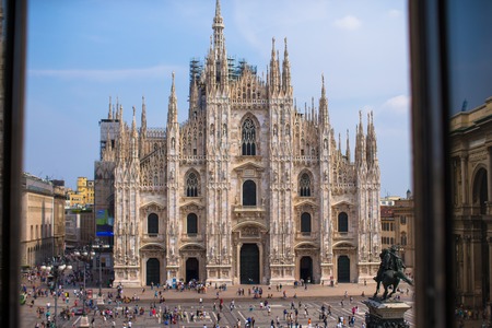 Beautiful view from rooftop of Duomo cathedral, Milan, Italy