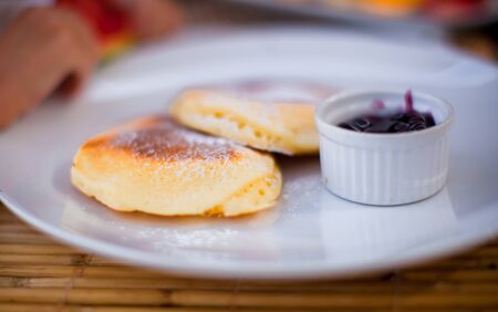 Healthy and tasty food in restaraunt outdoors