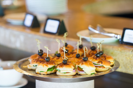 Tasty mini hamburgers sliders on plate