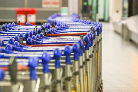 Airport Luggage Cart inside in internayional airport