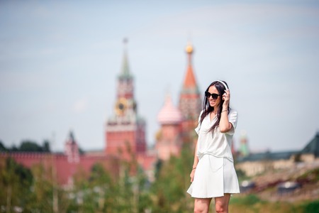 Happy young urban woman enjoy his break in the cityの写真素材