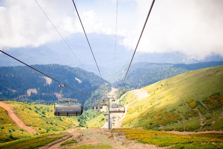 Ropeway on top Roza Peak. Sochi, Krasnodar Krai, Russiaの写真素材
