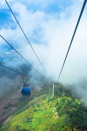 Ropeway on top Roza Peak. Sochi, Krasnodar Krai, Russiaの写真素材