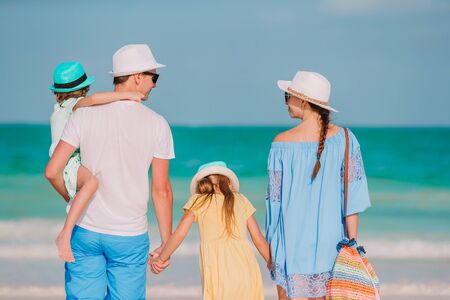 Young family on vacation have a lot of funの写真素材