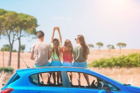 Family summer vacation. European holiday and car travel conceptの写真素材