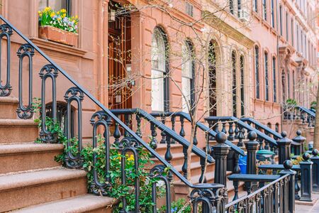 Empty streets in West Village at New York Manhattan, USAの写真素材