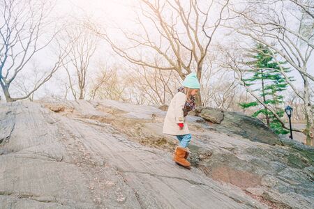 Adorable little girl in Central Park at New York Cityの写真素材