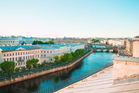 The view from the roofs from above on the city of St. Petersburg, on the rivers and the sightsの写真素材
