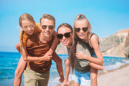 Young family on vacation have a lot of fun