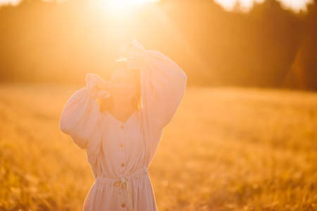 Portrait of beautiful woman in summer dayの写真素材