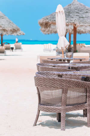 Summer empty open air luxury restaraunt at exotic hotel