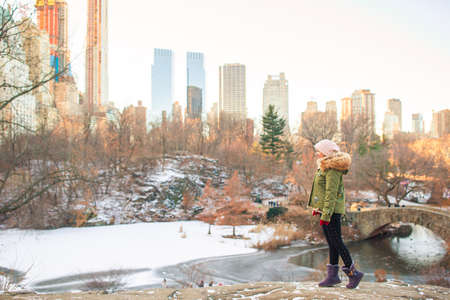 Adorable girl in Central Park at New York Cityの写真素材