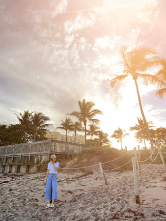 Young beautiful woman relax on the beachの写真素材