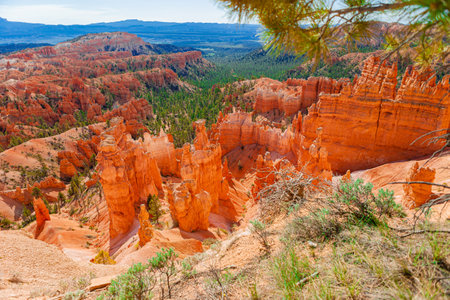Amazing nature with beautiful hoodoos, pinnacles and spires rock formations including famous Thors Hammer in Utah, United States.の写真素材
