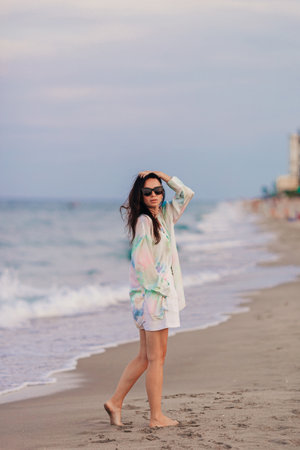 Young beautiful woman on beach vacation on Caribsの写真素材
