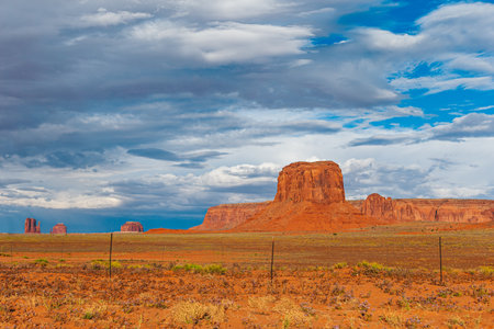 Famous scenic entrance to Monument Valley Navajo Tribal Park in Utah, USAの写真素材