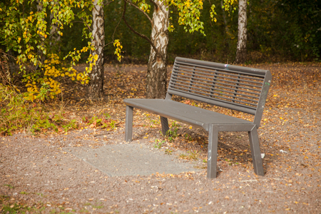 Modern steel bench in the parkの写真素材