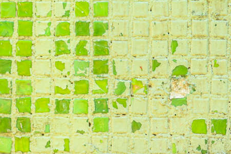 Texture green tiles covered with paintの写真素材