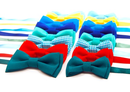 a set of colorful butterflies Tie isolated on a white backgroundの写真素材