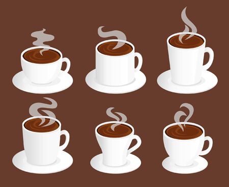 group of different cups of coffee, tall, shortのイラスト素材