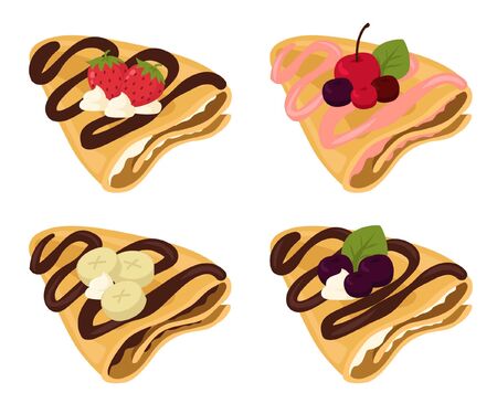Sweet crepes with cream and chocolateのイラスト素材
