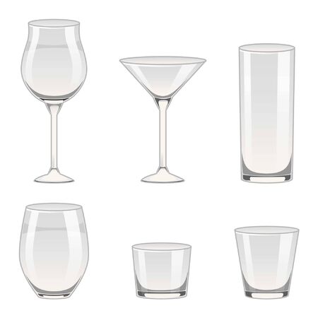 Empty glass containers glasses and cupsのイラスト素材
