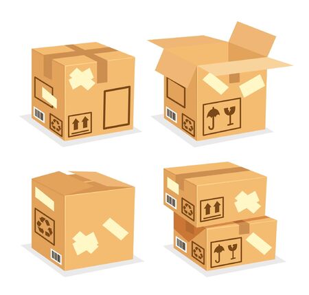 Delivery boxes set with istructionsのイラスト素材