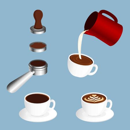 how to make coffee and art latteのイラスト素材