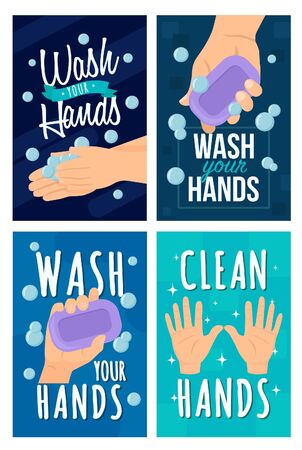 Wash your hands banners illustrationのイラスト素材