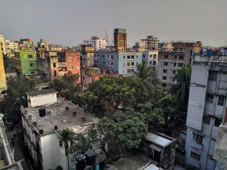Aerial view of a residential areaの写真素材