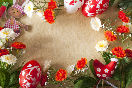 Frame with colorful easter decorationの写真素材