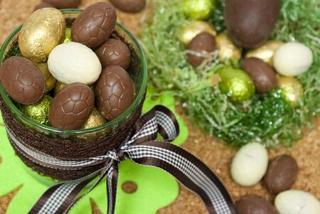 Easter decoration with chocolate eggs
