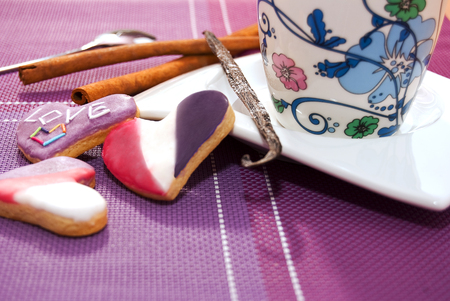 Delicious homemade cookies  and a  cup of coffeeの写真素材