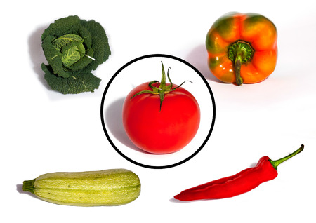 Fresh vegetables isolated on white backgroundの写真素材